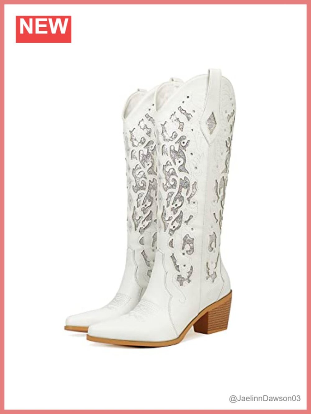 Glitter Rhinestone Cowboy Boots Knee-High Wedding Boots Pointed Toe Pull-On